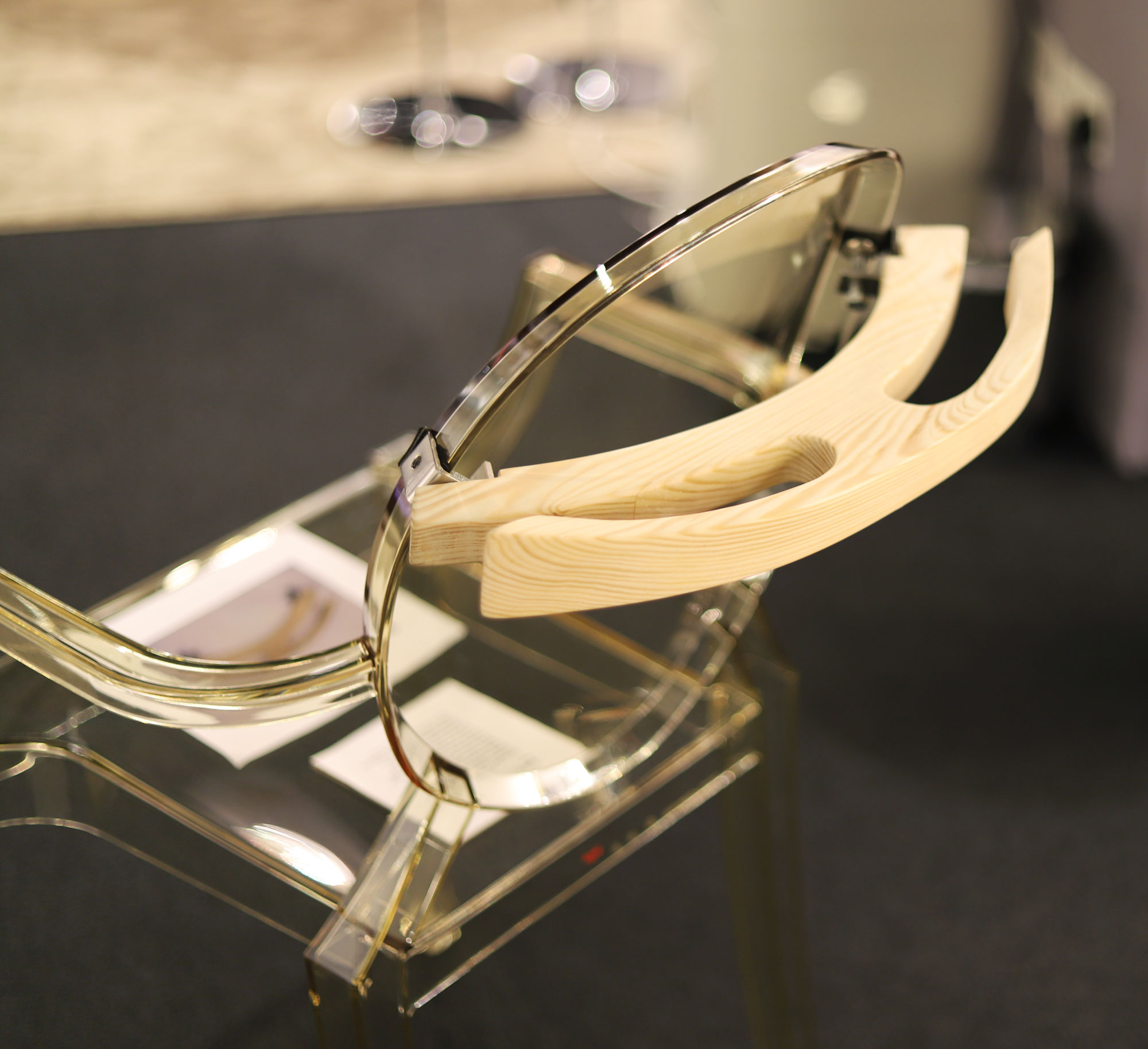 Final coat hanger prototype mounted on a Louis Ghost chair